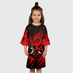 Платье клеш для девочки SAMURAI KEANU REEVES RED, цвет: 3D-принт — фото 2