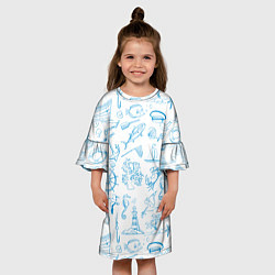 Платье клеш для девочки Морская тема, цвет: 3D-принт — фото 2