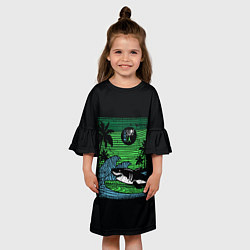 Платье клеш для девочки Surf shark, цвет: 3D-принт — фото 2