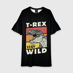 Платье клеш для девочки T-rex Wild, цвет: 3D-принт