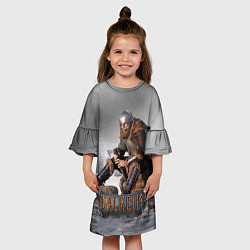 Платье клеш для девочки Valheim Викинг, цвет: 3D-принт — фото 2
