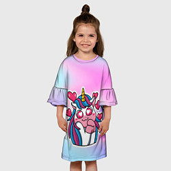 Платье клеш для девочки Влюбленный пони единорог, цвет: 3D-принт — фото 2