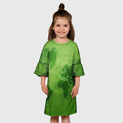 Платье клеш для девочки Карта мира, цвет: 3D-принт — фото 2