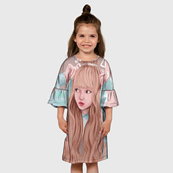 Платье клеш для девочки Лиса Манобан BLACKPINK, цвет: 3D-принт — фото 2