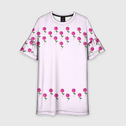 Платье клеш для девочки Розовые цветы pink flowers, цвет: 3D-принт