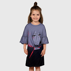 Платье клеш для девочки Аниме Грустная, цвет: 3D-принт — фото 2