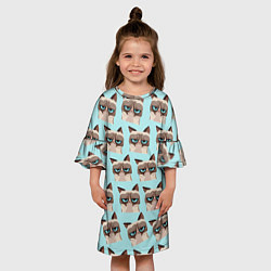 Платье клеш для девочки Грустный котик, цвет: 3D-принт — фото 2