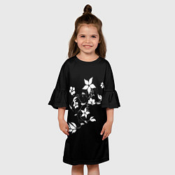 Платье клеш для девочки Цвета цветов черное, цвет: 3D-принт — фото 2