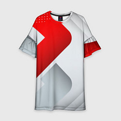 Платье клеш для девочки 3D SPORT STYLE RED WHITE, цвет: 3D-принт