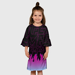 Платье клеш для девочки РОЗОВОЕ ПЛАМЯ PINK FLAME, цвет: 3D-принт — фото 2