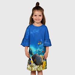 Платье клеш для девочки Морской мир, цвет: 3D-принт — фото 2