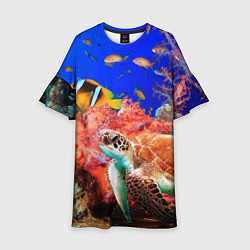 Платье клеш для девочки Морская черепаха, цвет: 3D-принт
