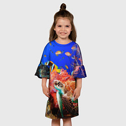 Платье клеш для девочки Морская черепаха, цвет: 3D-принт — фото 2
