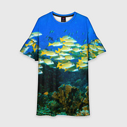 Платье клеш для девочки Коралловые рыбки, цвет: 3D-принт