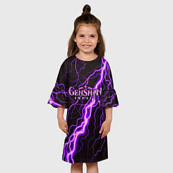 Платье клеш для девочки GENSHIN IMPACT МОЛНИЯ НЕОН, цвет: 3D-принт — фото 2