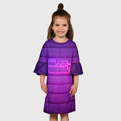 Платье клеш для девочки Судно неон, цвет: 3D-принт — фото 2