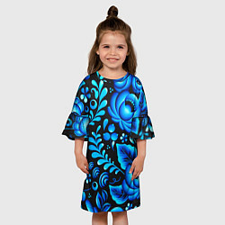 Платье клеш для девочки Гжель, цвет: 3D-принт — фото 2