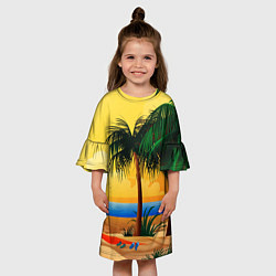 Платье клеш для девочки Пляж, цвет: 3D-принт — фото 2
