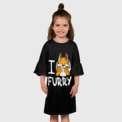 Платье клеш для девочки I love furry, цвет: 3D-принт — фото 2