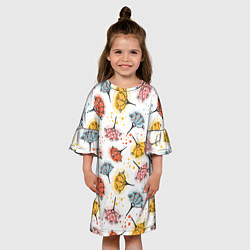 Платье клеш для девочки Абстрактные цветы одуванчики, цвет: 3D-принт — фото 2