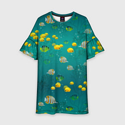 Платье клеш для девочки Подводный мир Рыбки, цвет: 3D-принт