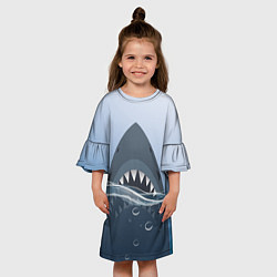 Платье клеш для девочки Акула под водой, цвет: 3D-принт — фото 2