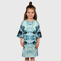 Платье клеш для девочки Абстракт Голубая бабочка, цвет: 3D-принт — фото 2