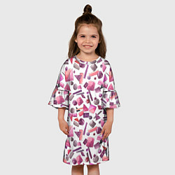 Платье клеш для девочки Геометрический розовый, цвет: 3D-принт — фото 2