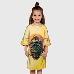 Платье клеш для девочки Совушка, цвет: 3D-принт — фото 2