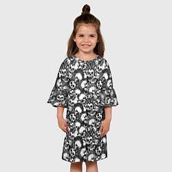 Платье клеш для девочки Черепа с Ирокезами, цвет: 3D-принт — фото 2