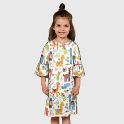Платье клеш для девочки Ламы, цвет: 3D-принт — фото 2