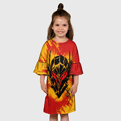 Платье клеш для девочки БЕРСЕРК маска и лого, цвет: 3D-принт — фото 2