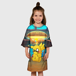 Платье клеш для девочки Пикачу детектив, цвет: 3D-принт — фото 2