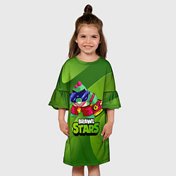 Платье клеш для девочки Базз Buzz Brawl Stars Green, цвет: 3D-принт — фото 2