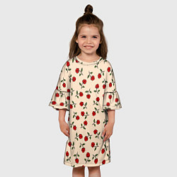 Платье клеш для девочки Прованс из роз, цвет: 3D-принт — фото 2