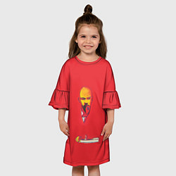 Платье клеш для девочки Энди Уорхол - Красный Ленин, цвет: 3D-принт — фото 2