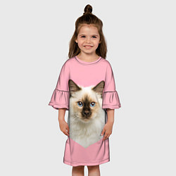 Платье клеш для девочки Пушистый кот, цвет: 3D-принт — фото 2