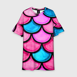 Платье клеш для девочки Морская Чешуя!, цвет: 3D-принт