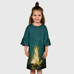 Платье клеш для девочки НОЧЬ В ИЮЛЕ, цвет: 3D-принт — фото 2