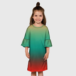 Платье клеш для девочки Красно-бирюзовый градиент, цвет: 3D-принт — фото 2