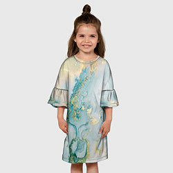 Платье клеш для девочки Абстрактный мрамор, цвет: 3D-принт — фото 2