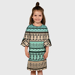 Платье клеш для девочки Новогодний зимний орнамент, цвет: 3D-принт — фото 2