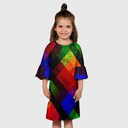 Платье клеш для девочки Яркий геометрический узор, цвет: 3D-принт — фото 2