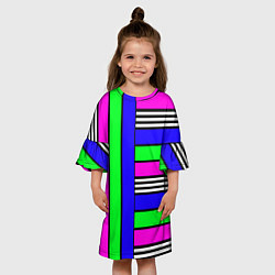 Платье клеш для девочки Полосатый яркий летний узор, цвет: 3D-принт — фото 2