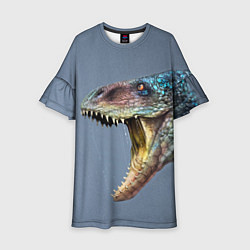 Платье клеш для девочки Хищный динозавр Dino Z, цвет: 3D-принт