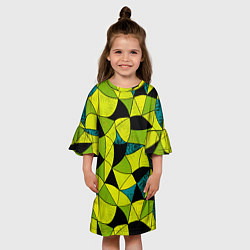 Платье клеш для девочки Гранжевый яркий зеленый, цвет: 3D-принт — фото 2