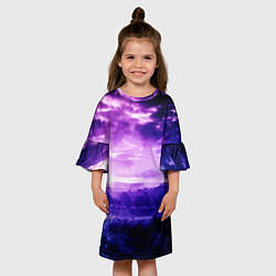 Платье клеш для девочки ФИОЛЕТОВЫЙ РАЙ, цвет: 3D-принт — фото 2