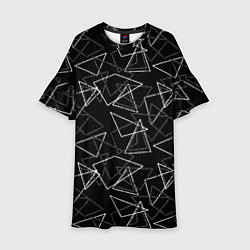 Платье клеш для девочки Черно-белый геометрический, цвет: 3D-принт