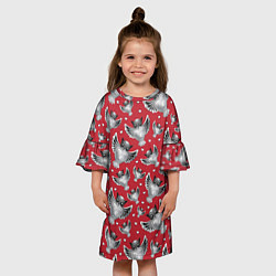 Платье клеш для девочки Серебряные совы, цвет: 3D-принт — фото 2