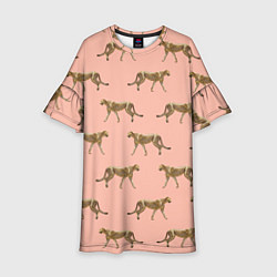 Детское платье Гепарды на розовом